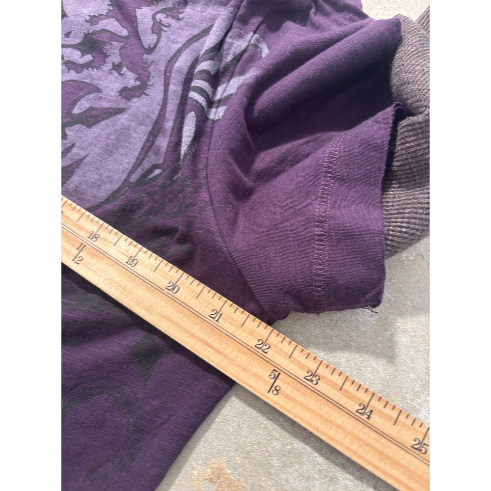 Helix Mens Layered Look Henley Graphic Tee Purple XL with Matching Beanie Hat - Picture 3 of 4